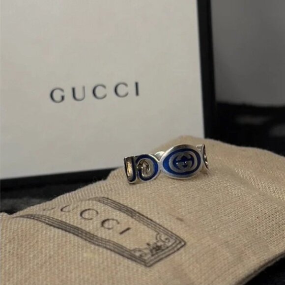 Gucci Sterling Silver & Enamel Ring in Size 7 - Picture 2 of 4